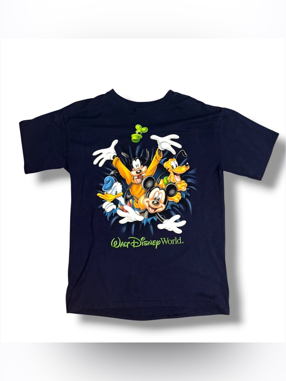 Vintage Y2K Walt Disney World Mickey Goofy Donald Pluto Graphic Tee Youth XL